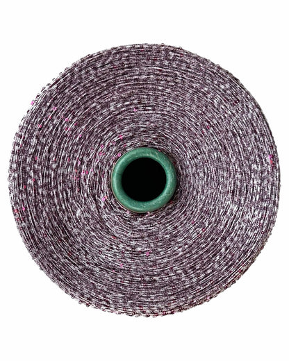 Roll of woven fabric with a green center on a white background