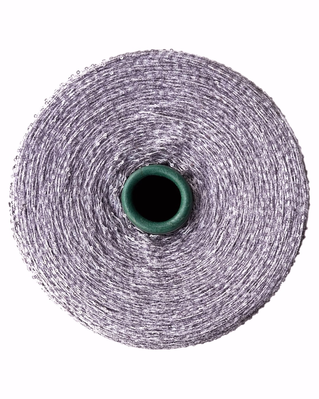 Roll of metal mesh with a green center on a white background