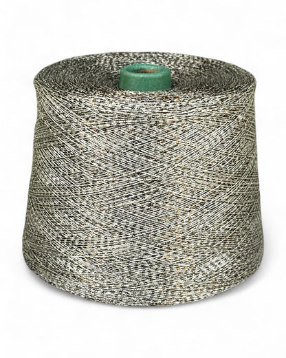 Gilded Ash” sequin yarn on a pale base — front view