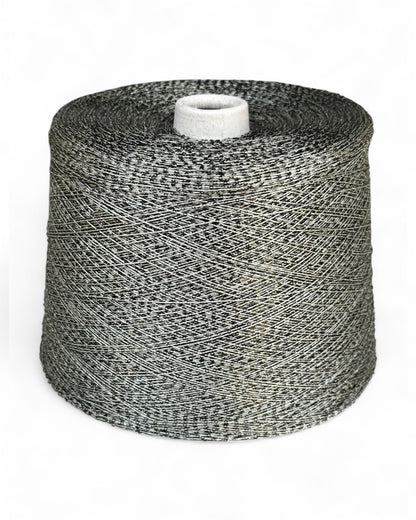 Sequin yarn with anthracite sparkle on silver base, front view