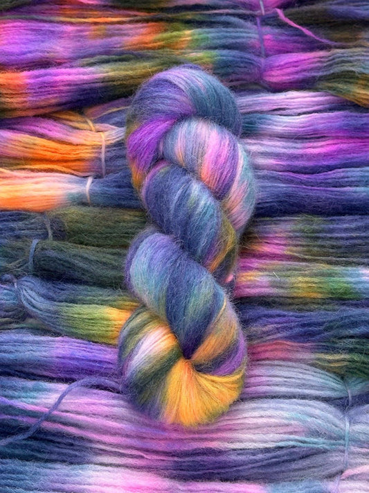 Super baby alpaca hand dyed yarn color Sunset Sea, 100g, 400m, fluffy yarn