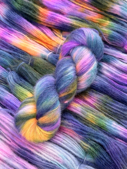 Super baby alpaca hand dyed yarn color Sunset Sea, 100g, 400m, fluffy yarn