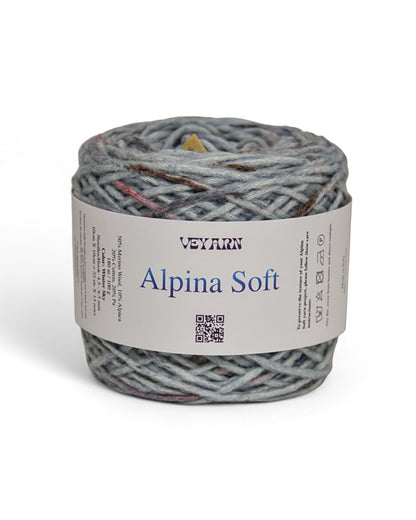 Alpina Soft Winter Sky — filato italiano a cordoncino con lana merino, baby alpaca e cotone, 100 g